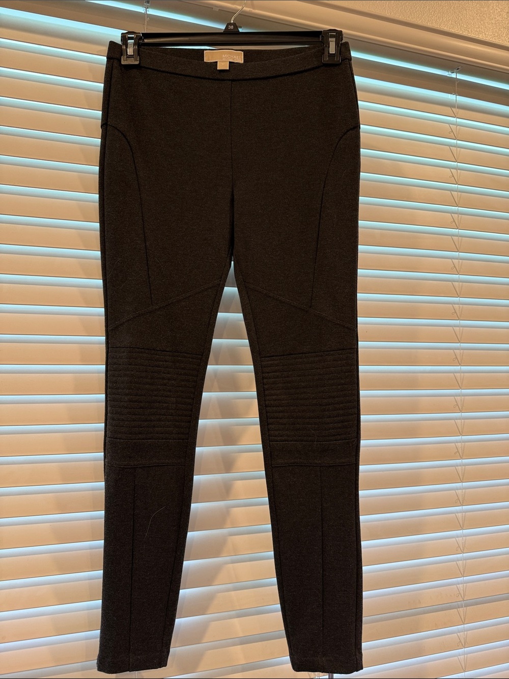 Michael Kors Black Ponte Leggings with Ribbed Knee Panels
